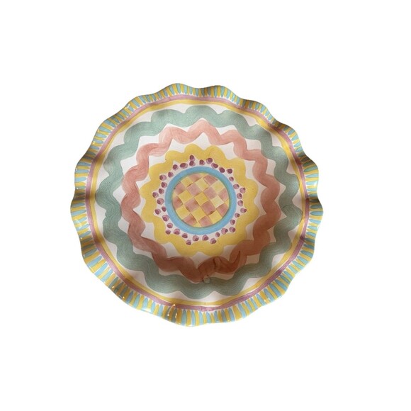 MacKenzie Childs Keukenhof, Stoke Gabriel, Aurora, 9" Ruffled Plate Set Of 3 - Picture 2 of 4